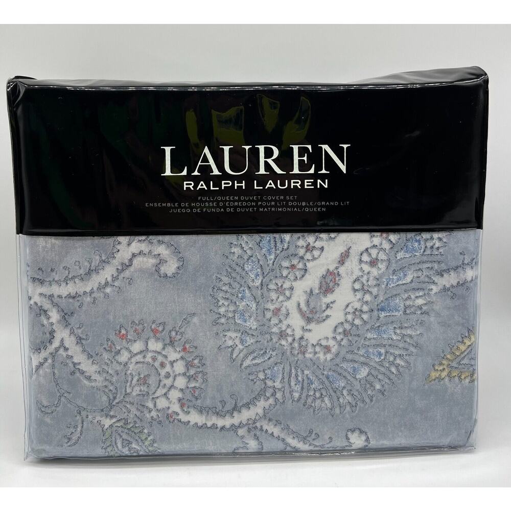 Ralph Lauren Duvet Cover Set Karina Paisley Full/Queen 2 Standard Shams Cotton